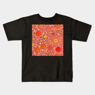 Flower Suns Warm on Deep Blush Pink Repeat 5748 Kids T-Shirt